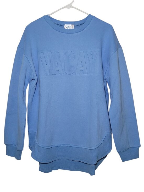 Salty Wave Sweaters - Embossed Crewneck Sweatshirt Womens Blue Salty Wave Small Beachy Streetwear NWOT
